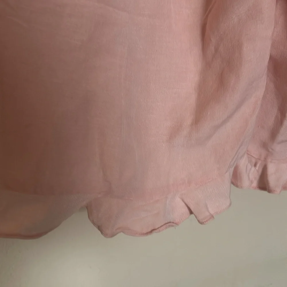 Lane Bryant Linen Ruffle-Hem Crop Peach Pants - Picture 7 of 10